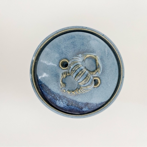 TBPots Handmade Studio Pottery Small Bowl Lid Microwave Egg Poacher Blue Rustic - Picture 5 of 7